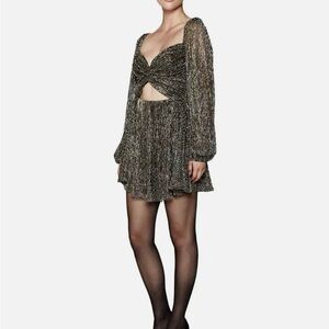 Bardot Metallic Mini Dress in Gold and Black